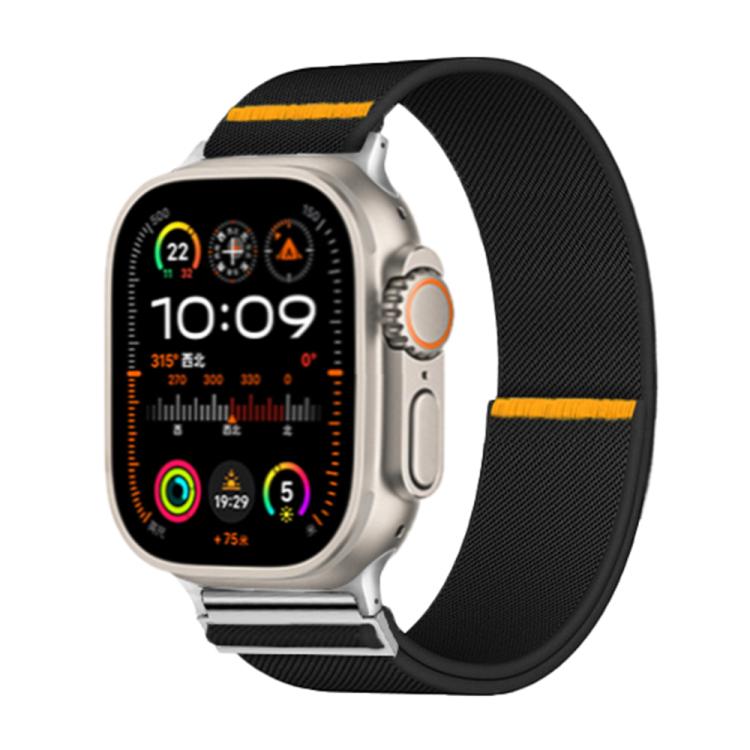 For Apple Watch 46mm / 49mm / 45mm / 44mm Adjustable Single Loop Elastic Nylon Watch Band(Black)