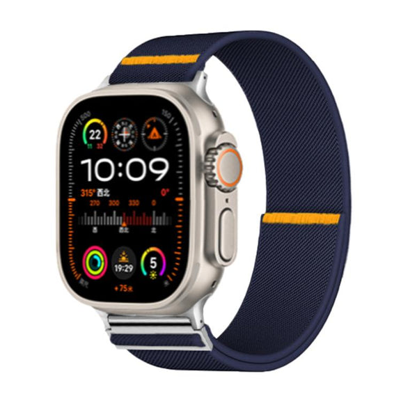 For Apple Watch 42mm / 41mm / 40mm / 38mm Adjustable Single Loop Elastic Nylon Watch Band(Dark Blue)