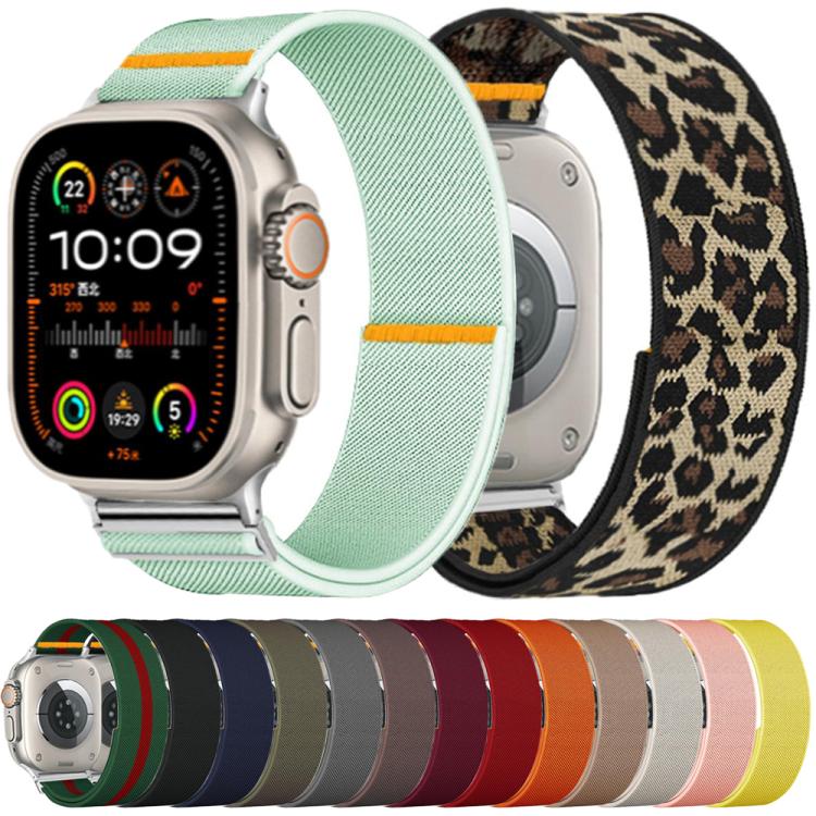 For Apple Watch 46mm / 49mm / 45mm / 44mm Adjustable Single Loop Elastic Nylon Watch Band(Pink)