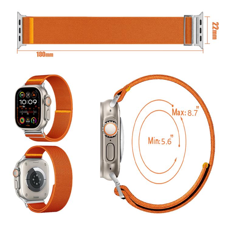 For Apple Watch 46mm / 49mm / 45mm / 44mm Adjustable Single Loop Elastic Nylon Watch Band(Starlight)