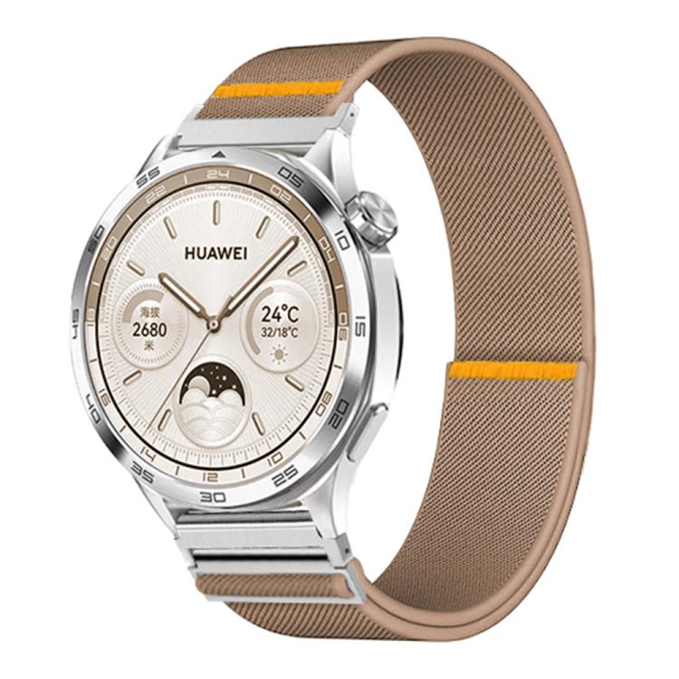 20mm Adjustable Single Loop Elastic Nylon Watch Band(Milk Tea)