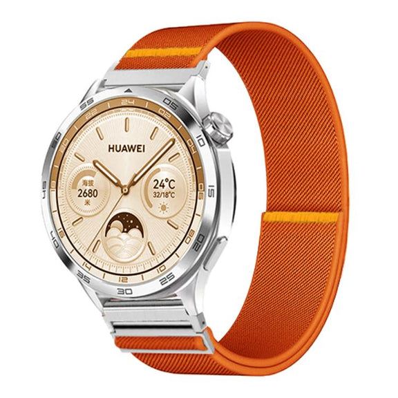 20mm Adjustable Single Loop Elastic Nylon Watch Band(Orange)