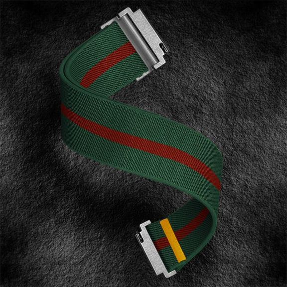 20mm Adjustable Single Loop Elastic Nylon Watch Band(Green Red)