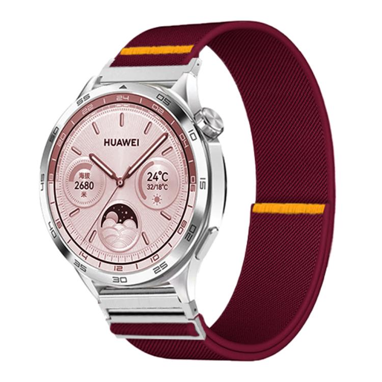 22mm Adjustable Single Loop Elastic Nylon Watch Band(Wine Red)