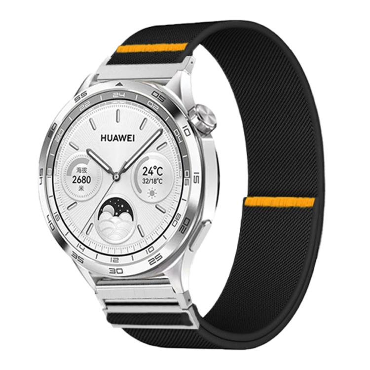 22mm Adjustable Single Loop Elastic Nylon Watch Band(Black)