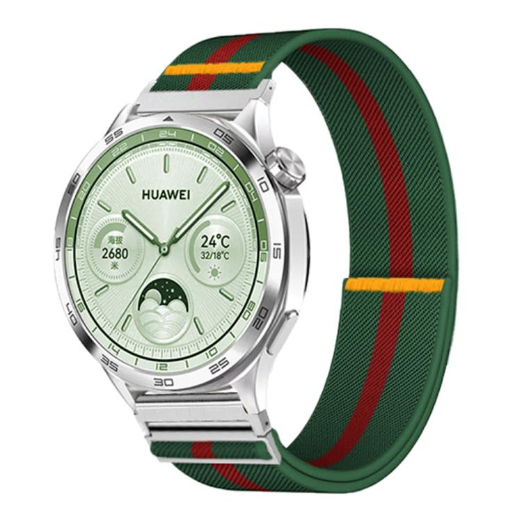 22mm Adjustable Single Loop Elastic Nylon Watch Band(Green Red)