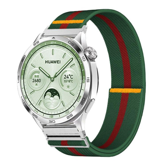 22mm Adjustable Single Loop Elastic Nylon Watch Band(Green Red)