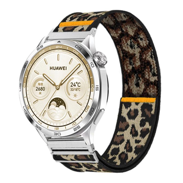 22mm Adjustable Single Loop Elastic Nylon Watch Band(Leopard Print)