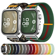 For Huawei Watch Fit3 / Fit4 / Fit4 Pro Adjustable Single Loop Elastic Nylon Watch Band(Leopard Print)