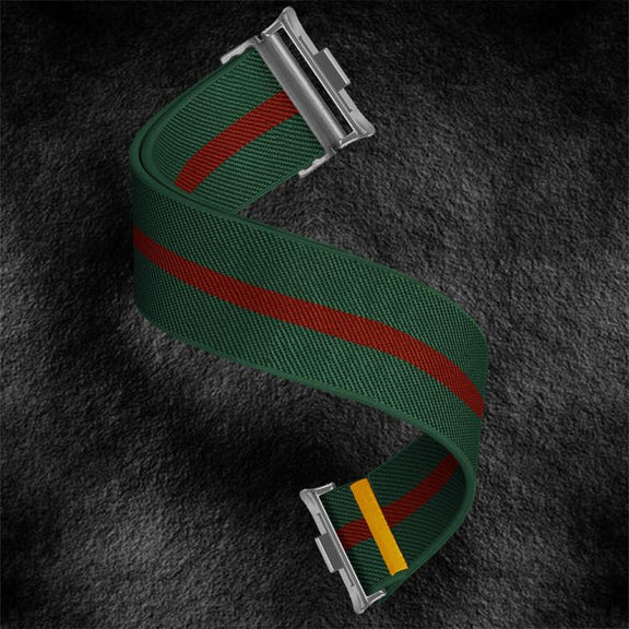 For Xiaomi Smart Band 9 Pro / Redmi Watch 5 Adjustable Single Loop Elastic Nylon Watch Band(Green Red)