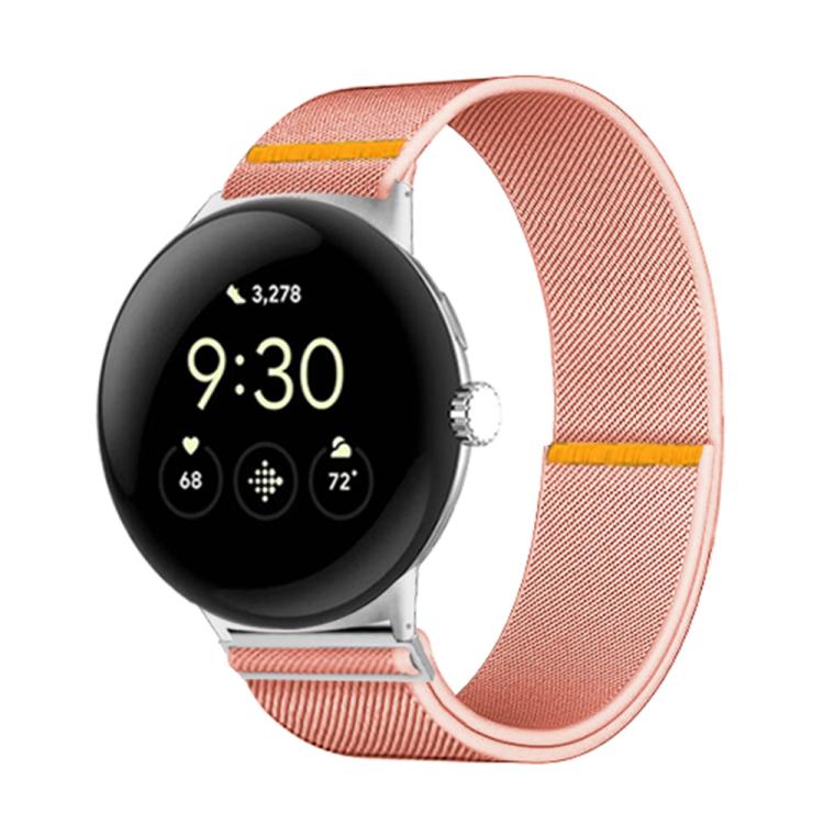 For Google Pixel Watch 3 45mm Adjustable Single Loop Elastic Nylon Watch Band(Pink)
