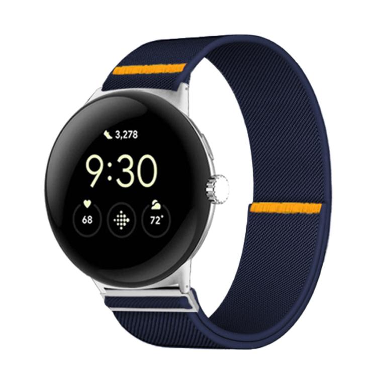For Google Pixel Watch 3 45mm Adjustable Single Loop Elastic Nylon Watch Band(Dark Blue)