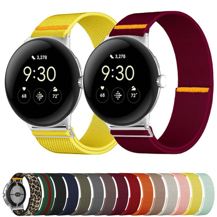 For Google Pixel Watch 3 45mm Adjustable Single Loop Elastic Nylon Watch Band(Green Red)