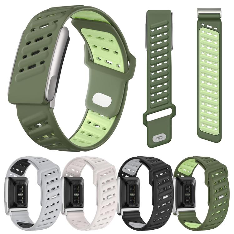 Reverse Buckle Sports Breathable Silicone Watch Band For WHOOP 5.0 Electrocardiogram(Light Gray Black)