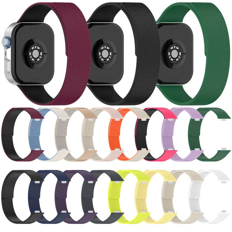 For Huawei Watch Fit4 / Fit4 Pro / Fit3 Lychee Texture Soft Magnetic Silicone Watch Band(Milk Tea White)