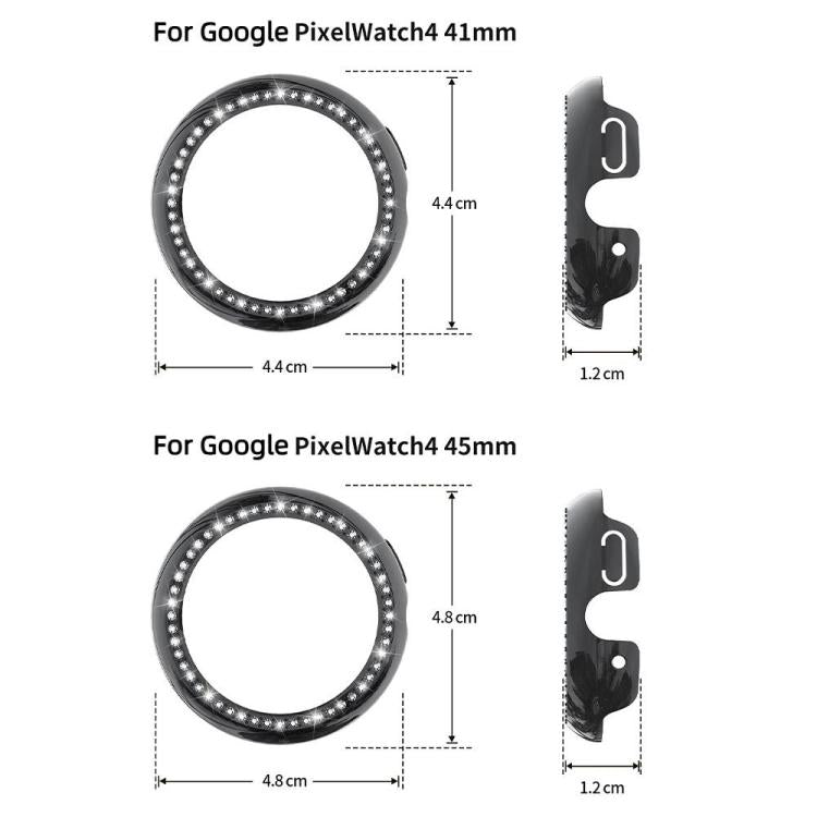 For Google Pixel Watch4 45mm Single Row Diamond Hollow PC Watch Protective Cover(Transparent)
