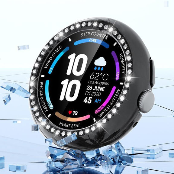 For Google Pixel Watch4 41mm Single Row Diamond Hollow PC Watch Protective Cover(Transparent)
