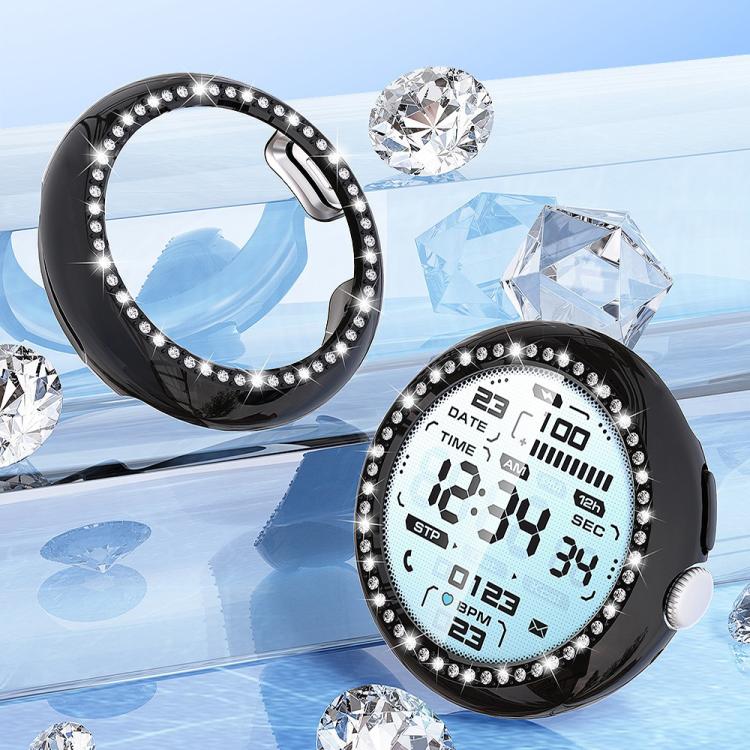 For Google Pixel Watch4 41mm Single Row Diamond Hollow PC Watch Protective Cover(Transparent)