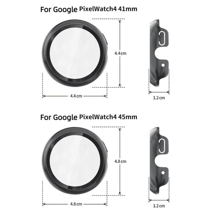 For Google Pixel Watch4 45mm Tempered Film Integrated PC Watch Protective Cover(Gun Metal)