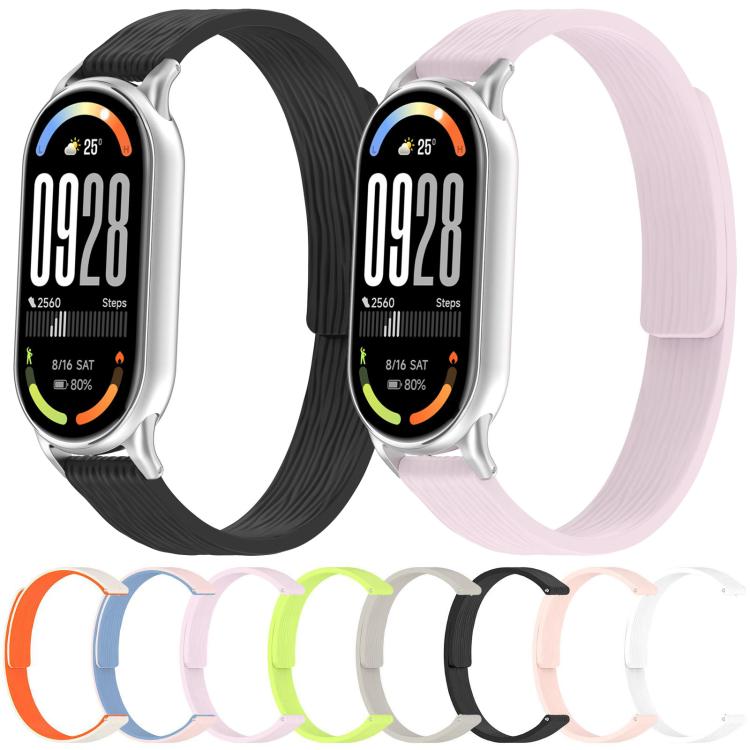 12mm Striped Soft Magnetic Silicone Watch Band(Pink)