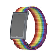 For Amazfit Helio Strap Metal Ring Two Sections Nylon Hook and Loop Fastener Watch Band(Rainbow)