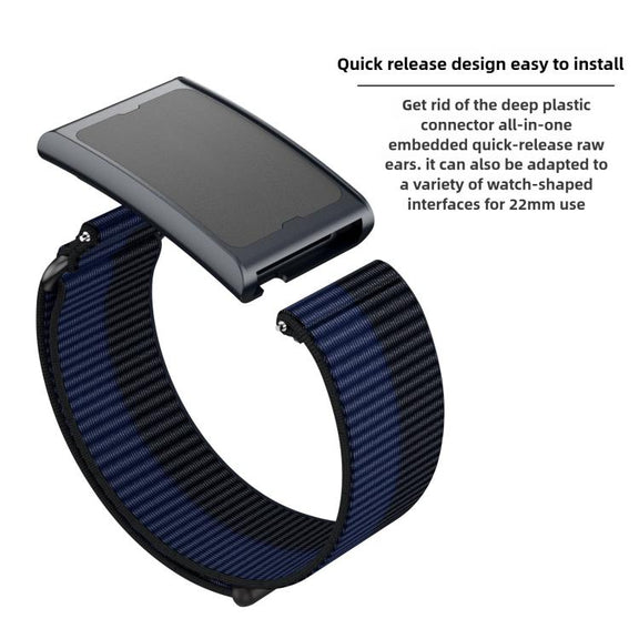 For Amazfit Helio Strap Metal Ring Two Sections Nylon Hook and Loop Fastener Watch Band(Olive Green)
