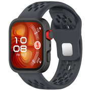 For Huawei Watch Fit4 / Fit4 Pro / Fit3 Mesh Silver Reverse Steel Buckle Silicone Watch Band(Gray)
