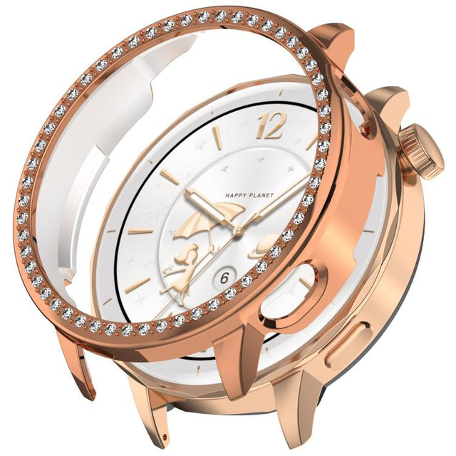 For OnePlus Watch 3 43mm Single Row Diamond Half Coverage Hollow PC Watch Protective Cover(Rose Gold)