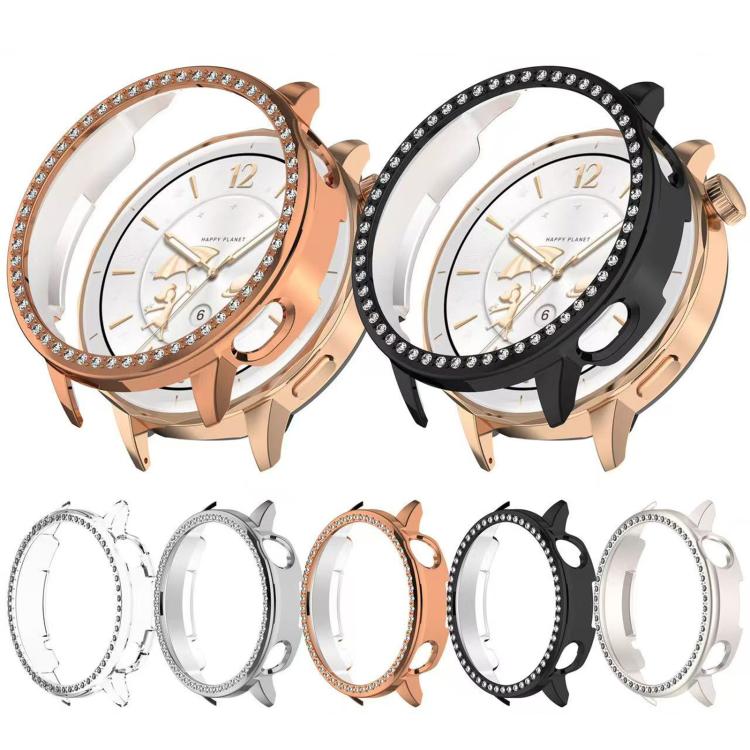 For OnePlus Watch 3 43mm Single Row Diamond Half Coverage Hollow PC Watch Protective Cover(Rose Gold)
