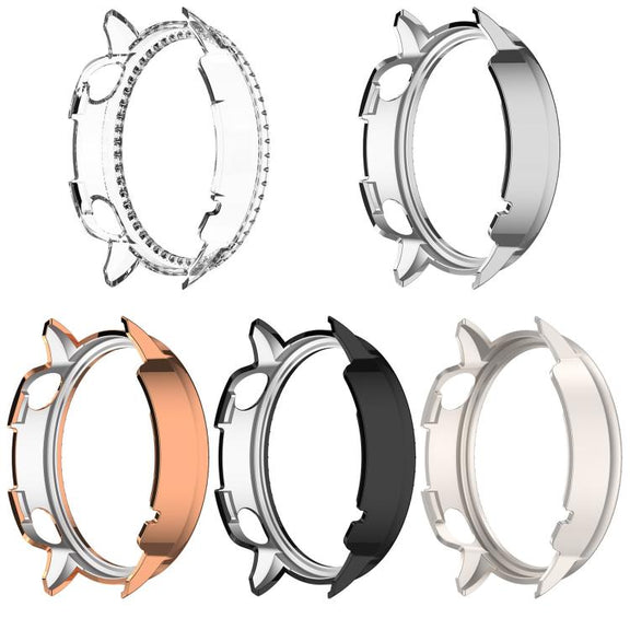 For OnePlus Watch 3 43mm Single Row Diamond Half Coverage Hollow PC Watch Protective Cover(Rose Gold)
