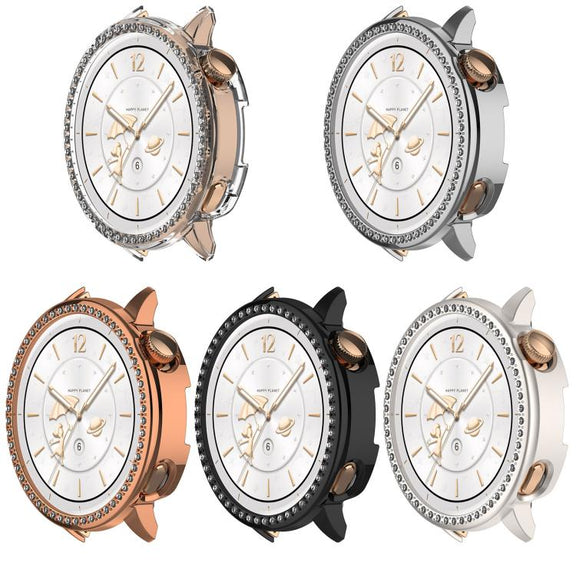 For OnePlus Watch 3 43mm Single Row Diamond Half Coverage Hollow PC Watch Protective Cover(Rose Gold)