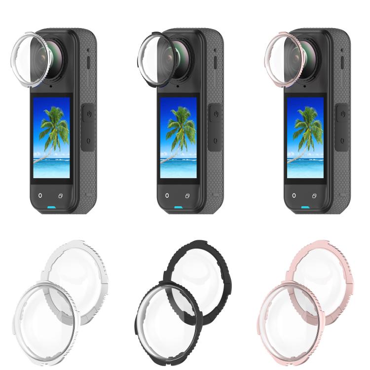 For Insta360 X4 Rotating Optical Tempered Glass Lens Guard Protective Cover(Black)