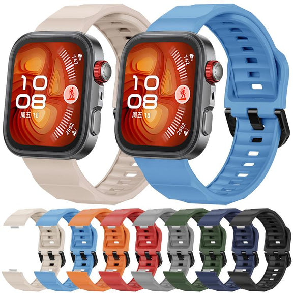 For Huawei Watch Fit3 / Fit4 / Fit4 Pro Wave Black Buckle Silicone Watch Band(Cloud Blue)