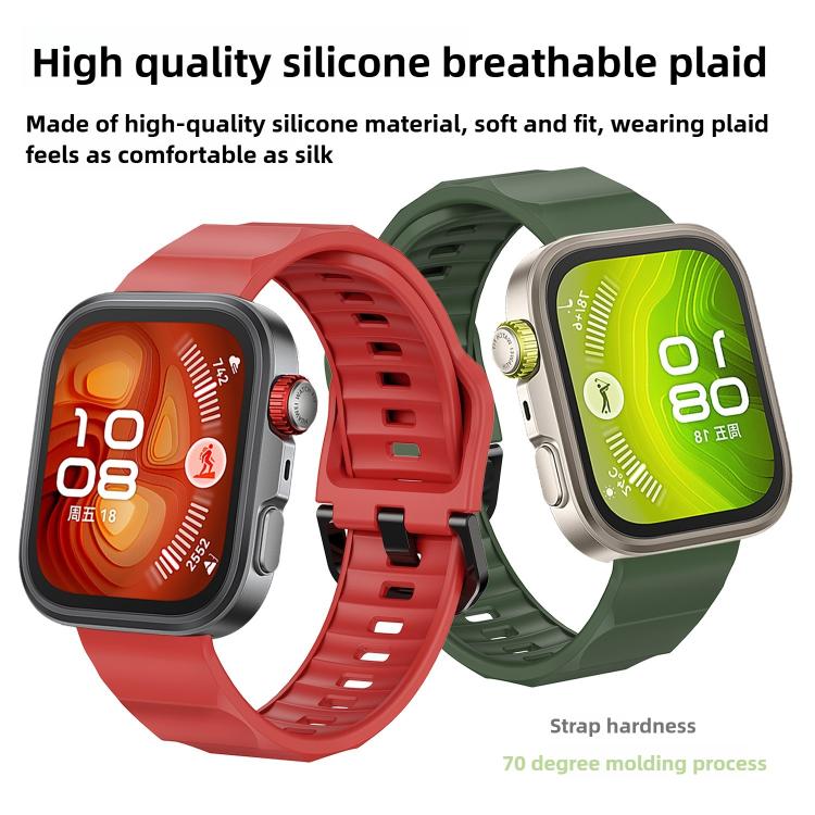 For Huawei Watch Fit3 / Fit4 / Fit4 Pro Wave Black Buckle Silicone Watch Band(Orange)