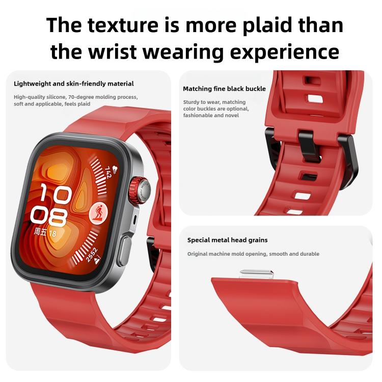 For Huawei Watch Fit3 / Fit4 / Fit4 Pro Wave Black Buckle Silicone Watch Band(Orange)