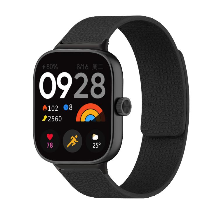 For Xiaomi Smart Band 9 Pro / Redmi Watch 5 Lychee Texture Soft Magnetic Silicone Watch Band(Black)