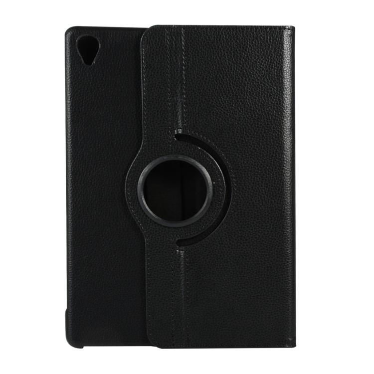ENKAY 360 Degree Rotation Lichi Texture Leather Case with Holder for HUAWEI MediaPad M6 10.8 2019(Black)