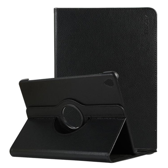 ENKAY 360 Degree Rotation Lichi Texture Leather Case with Holder for HUAWEI MediaPad M6 10.8 2019(Black)