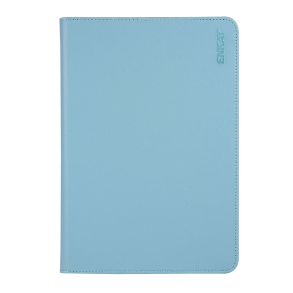 ENKAY 360 Degree Rotation Lichi Texture Leather Case with Holder for HUAWEI MediaPad M6 10.8 2019(Light Blue)
