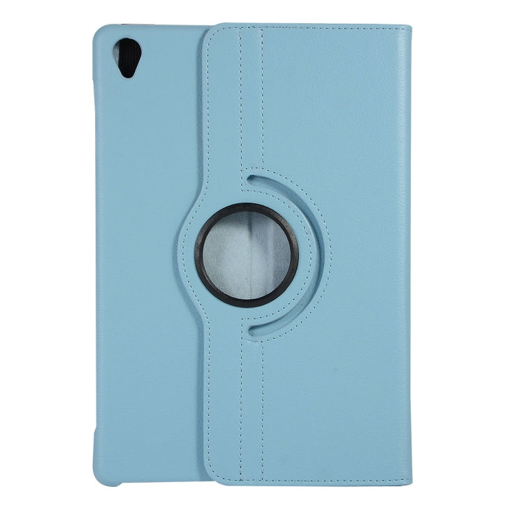 ENKAY 360 Degree Rotation Lichi Texture Leather Case with Holder for HUAWEI MediaPad M6 10.8 2019(Light Blue)