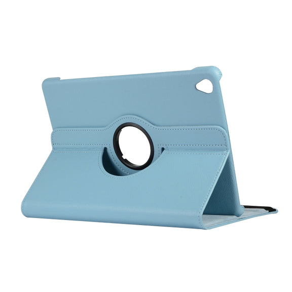 ENKAY 360 Degree Rotation Lichi Texture Leather Case with Holder for HUAWEI MediaPad M6 10.8 2019(Light Blue)