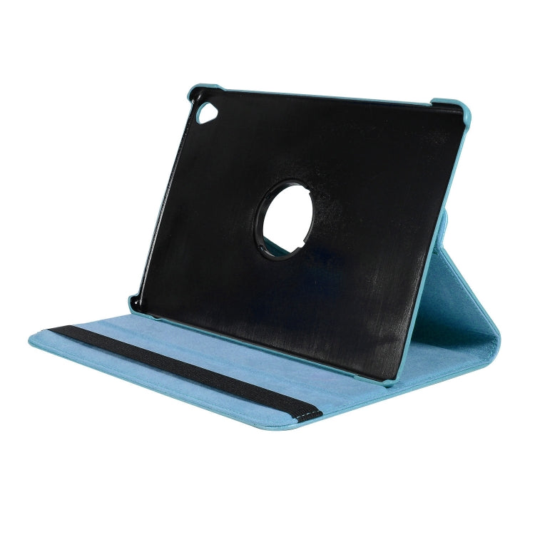 ENKAY 360 Degree Rotation Lichi Texture Leather Case with Holder for HUAWEI MediaPad M6 10.8 2019(Light Blue)