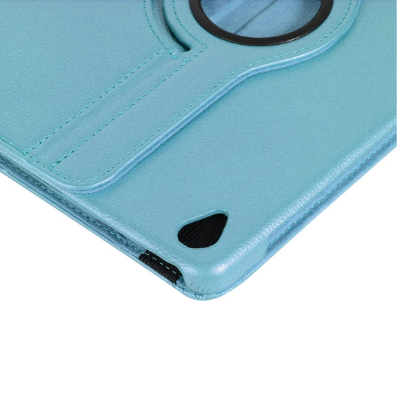 ENKAY 360 Degree Rotation Lichi Texture Leather Case with Holder for HUAWEI MediaPad M6 10.8 2019(Light Blue)