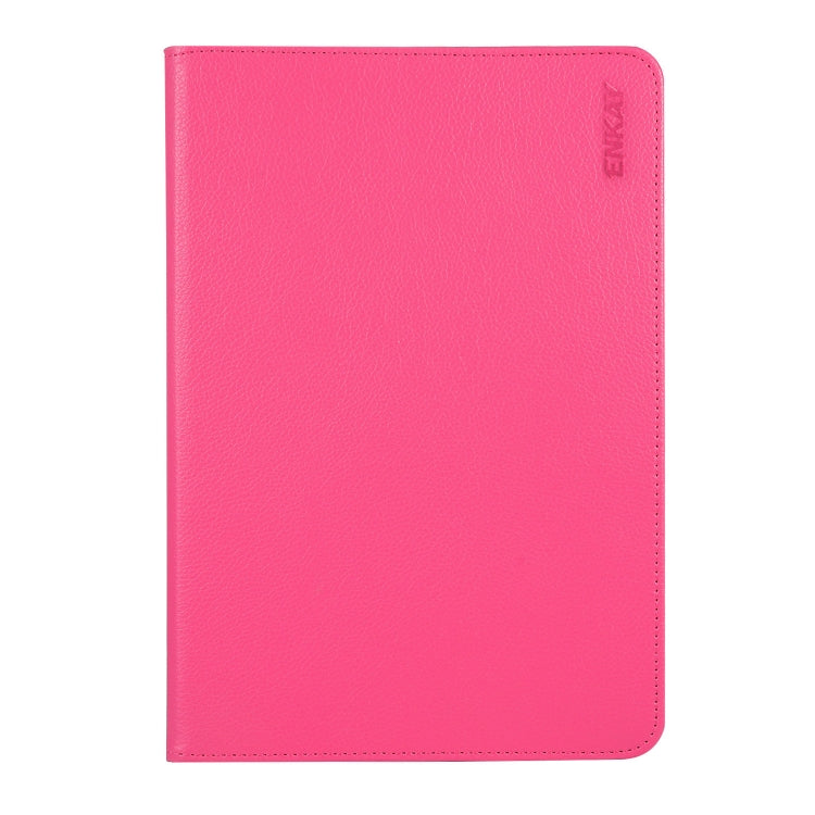 ENKAY 360 Degree Rotation Lichi Texture Leather Case with Holder for HUAWEI MediaPad M6 10.8 2019(Rose)