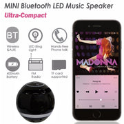 A18 Ball Bluetooth Speaker with LED Light Portable Wireless Mini Speaker Mobile Music MP3 Subwoofer Support TF (Black)