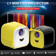 L1 Children Projector Mini LED Portable Home Speaker Projector, EU Plug(Yellow)