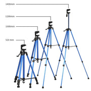 Portable Phone Live Selfie 3366 Tripod Stand DV SLR Camera Self-timer Full Light Bracket(Silver)