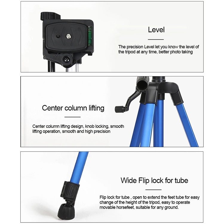 Portable Phone Live Selfie 3366 Tripod Stand DV SLR Camera Self-timer Full Light Bracket(Silver)