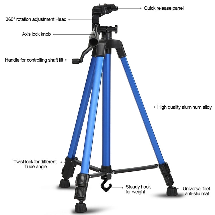 Portable Phone Live Selfie 3366 Tripod Stand DV SLR Camera Self-timer Full Light Bracket(Blue)