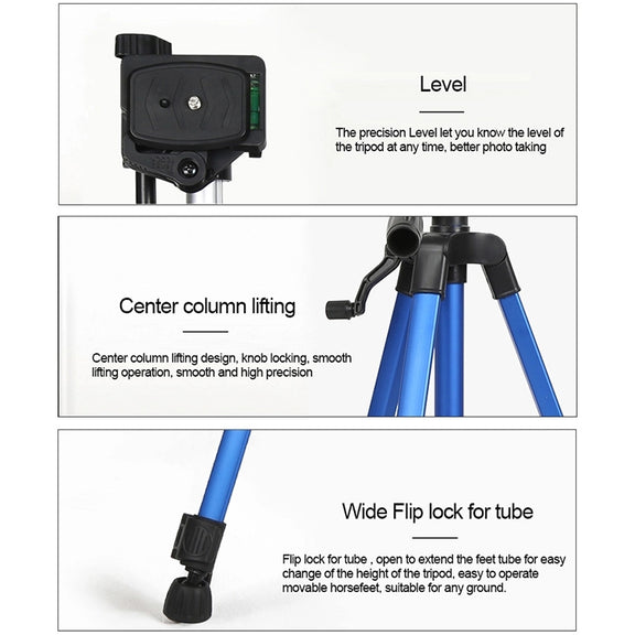 Portable Phone Live Selfie 3366 Tripod Stand DV SLR Camera Self-timer Full Light Bracket(Blue)